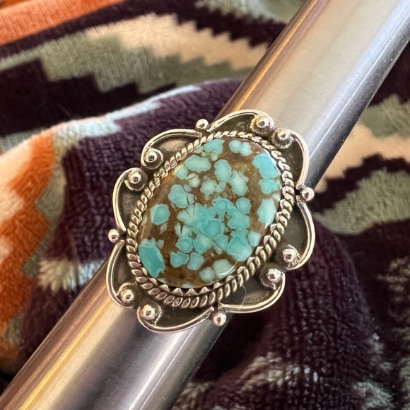 ❤️ RARE #8 Southwestern Turquoise Handcrafted Ring Size 6.5 - Picture 1 of 9